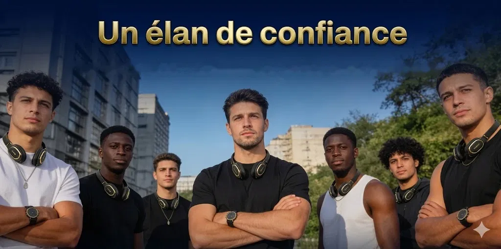 Illustration : un groupe d'hommes confiants