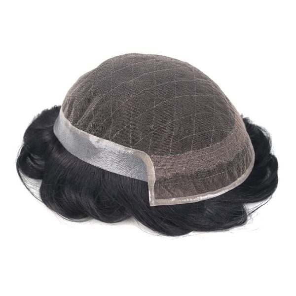 atlas men s real hair toupee lace in center with pu around long and thick hairstyle for men 3