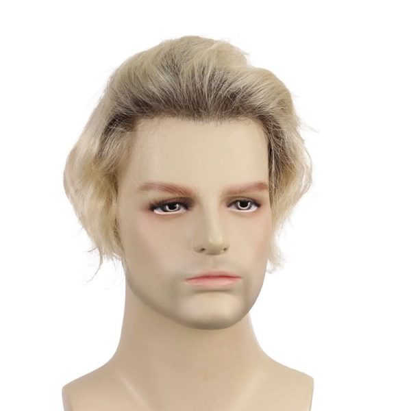 Custom Dark Rooted Platinum-blonde Hair System