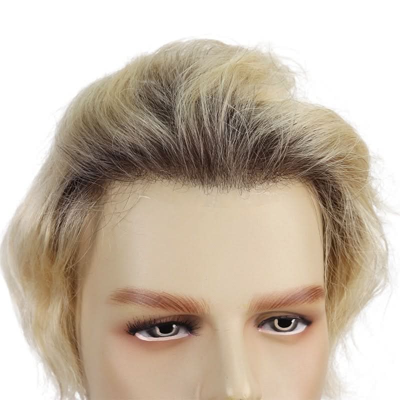 Custom Dark Rooted Platinum-blonde Hair System - Image 2